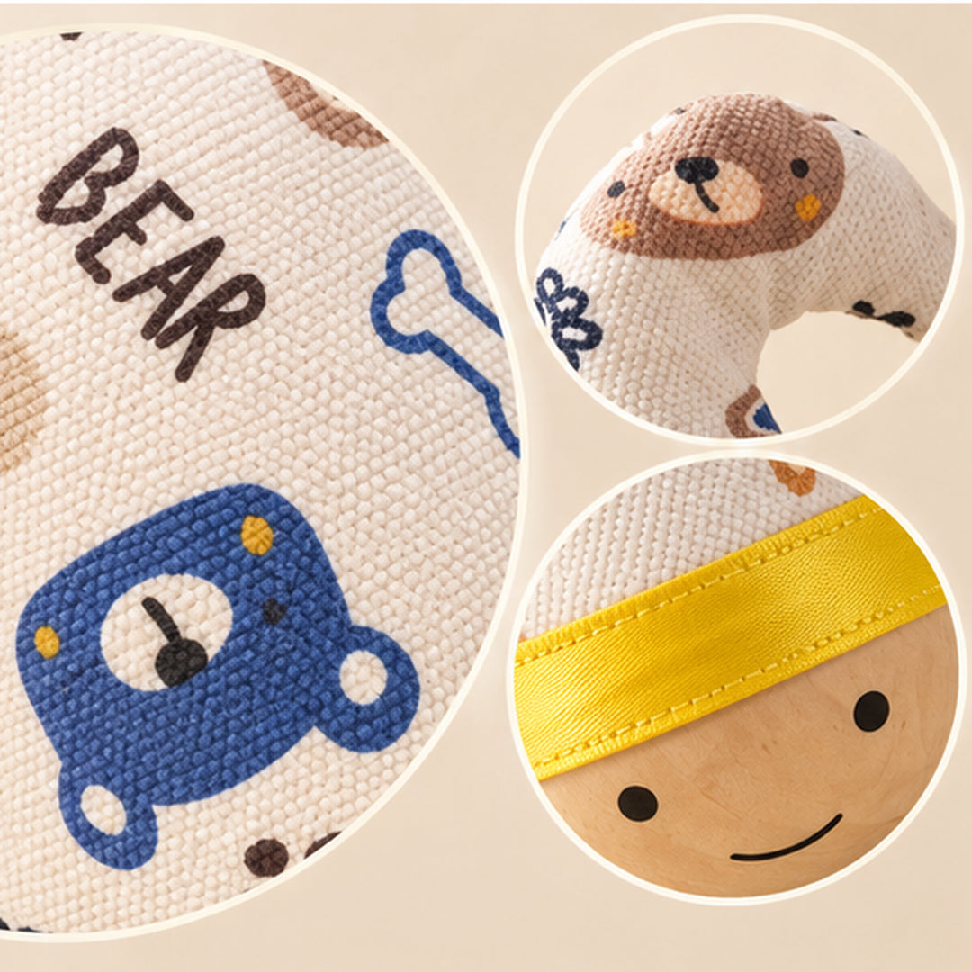 Fabric texture stitching and weighted base detail of WobbleBear Interactive Cat Toy