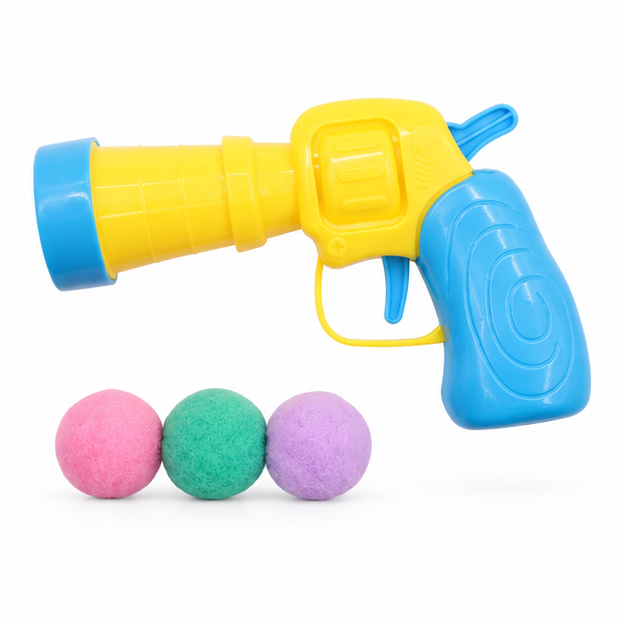 FetchShot Soft Ball Launcher with balls on white background