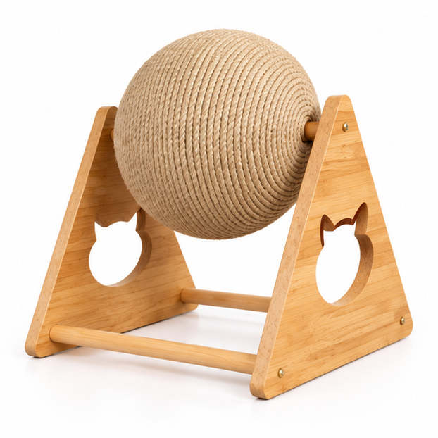 PawSpin Rotating Sisal Play Wheel on white background