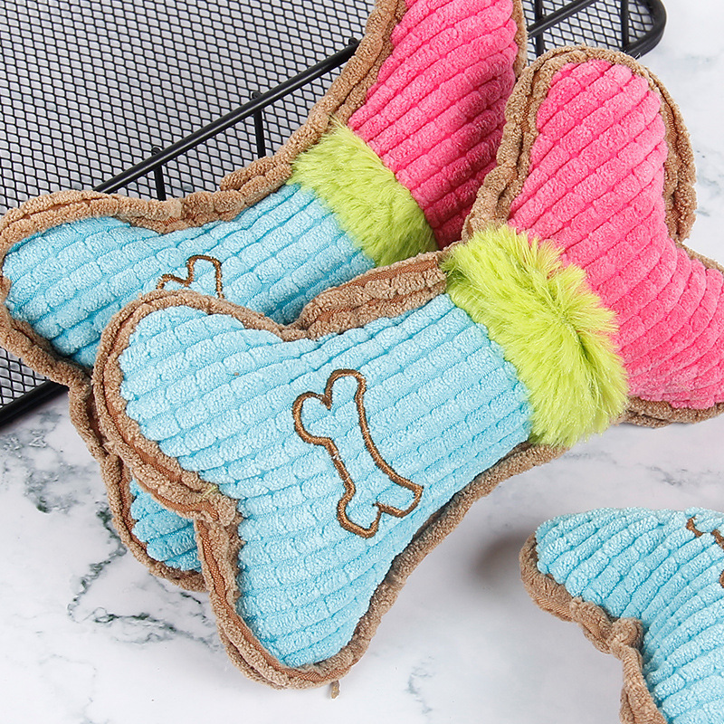 Fabric texture and construction detail of CozyBone Plush Play Toy