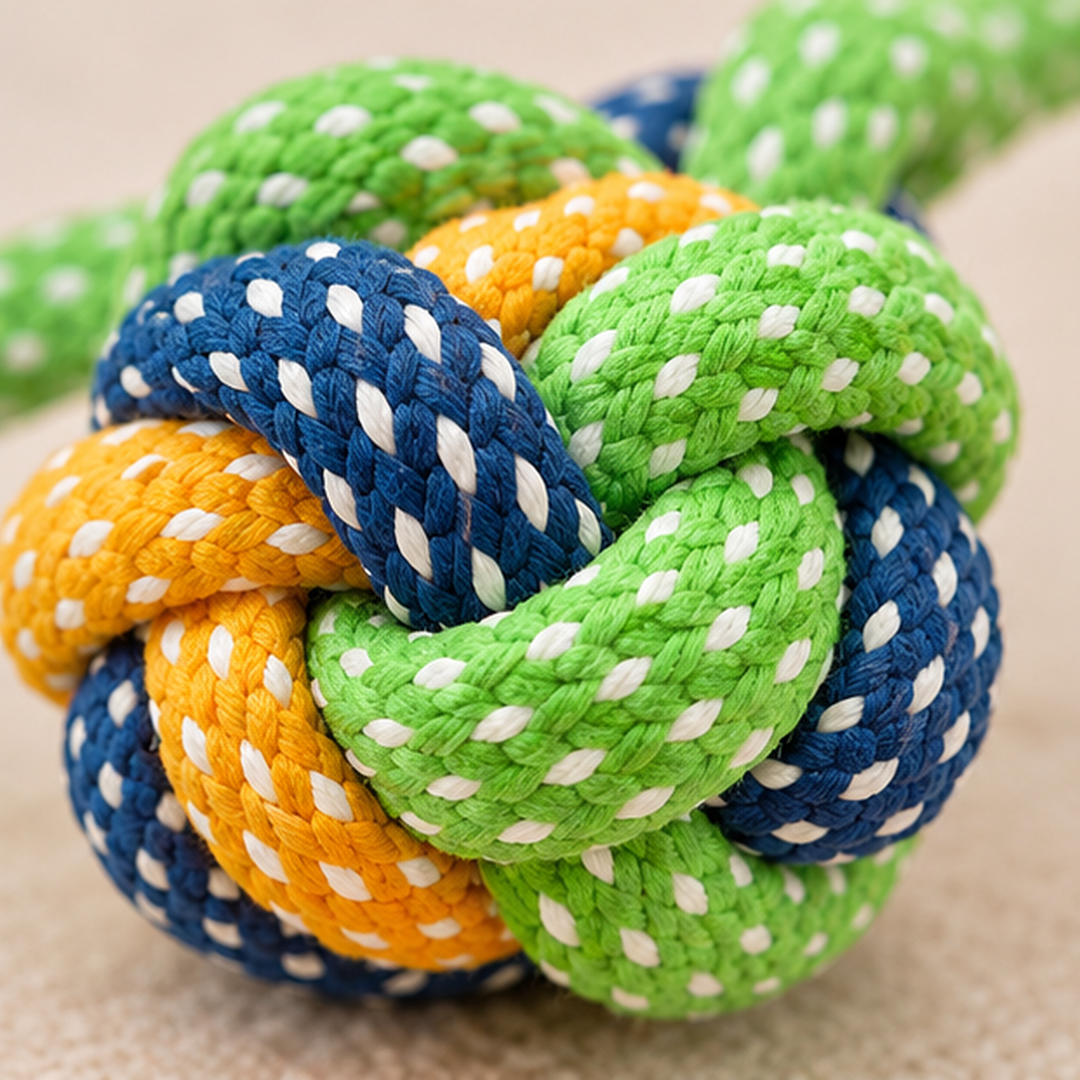 Close-up braided rope texture detail from KnotPlay Rope Toy Set